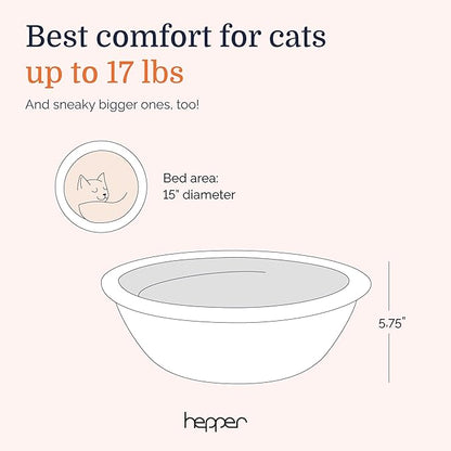 Hepper Cat Nest - Washable Cat Bed with Removable Fluffy Fleece Liner - Cozy Comfy Calming Cat Bed Round Shape - Cat Warming Bed - Donut Cat Bed Desk Ready - Small Cat Bed for Indoor Cats (Grey/White) - PAWPICO