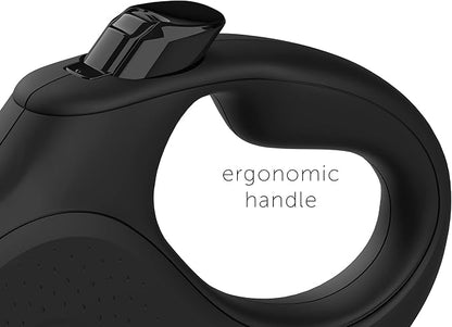 TUG Monochrome XL 360° Tangle-Free Retractable Dog Leash | 26 ft Strong Nylon Tape | One-Handed Brake, Pause, Lock (Extra Large, Black) TUG