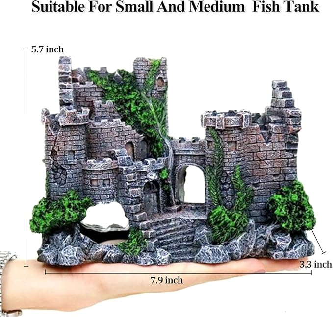 fazhongfa Aquarium Castle Air Bubbler Fish Tank Decorations for Betta Fish Ornament Small and Medium Fish Accessories Decor Betta House Toys (Air Pump is Not Include) fazhongfa
