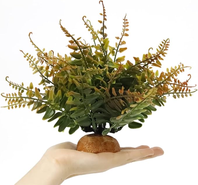 Fake Fall Colors Boston Fern, Reptile Plants for Terrarium, Amphibian Tank Accessories Habitat Decor fit Crested Gecko Leopard Lizard Chameleon Ball Python Snake Frog WOLEDOE