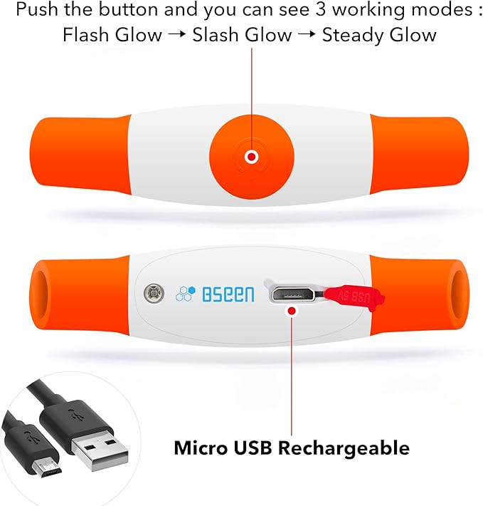 BSEEN LED Dog Collar, USB Rechargeable, Glowing pet Dog Collar for Night Safety, Fashion Light up Collar for Small Medium Large Dogs（Orange） BSEEN