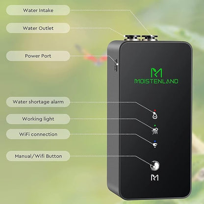 Moistenland WiFi Enabled Reptile Mister for Terrariums, Reptile Misting System for Snake Ball Python Tortoise Lizard Aquarium with 2 Adjustable Misting Nozzles Moistenland