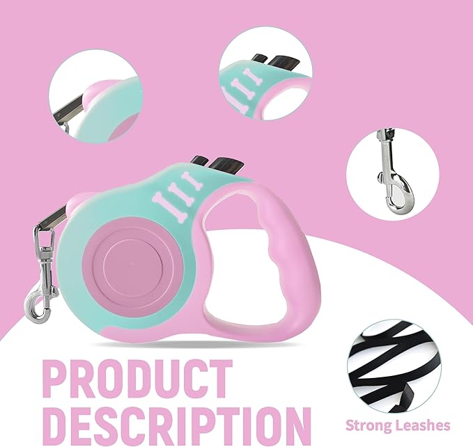 Retractable Dog Leash Automatic Telescopic Tractor Dog Tape, Pet Tape 10/16 FT Durable and Convenient, with Folding Bowl, Dispenser, Rubbish Bags, Suitable for Small and Medium Dogs - PAWPICO