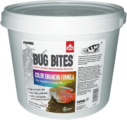 Fluval Bug Bites Color Enhancing Fish Food for Tropical Fish, Granules for Medium to Large Sized Fish, 4.4 lb., A6599, Brown Fluval