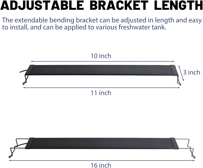 Aquarium Lights Fish Tank Light 10 Gallon Planted Ultra Slim Aquarium LED Light with Switch (10-15") Waterrebirth