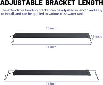 Aquarium Lights Fish Tank Light 10 Gallon Planted Ultra Slim Aquarium LED Light with Switch (10-15") Waterrebirth
