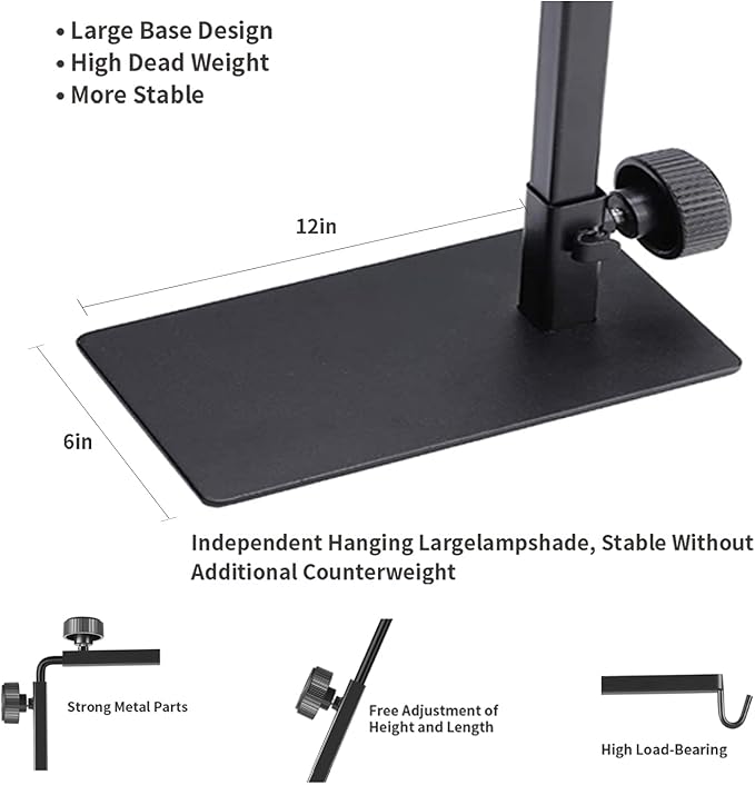 Reptile Metal Lamp Stand, Adjustable 24 to 38 in of The Basking Light Floor Holder Heat Lamp Bracket, Suitable for Snake Turtle Bearded Dragon Chameleon Habitat Terrarium Tank Accessories BOURDSERK