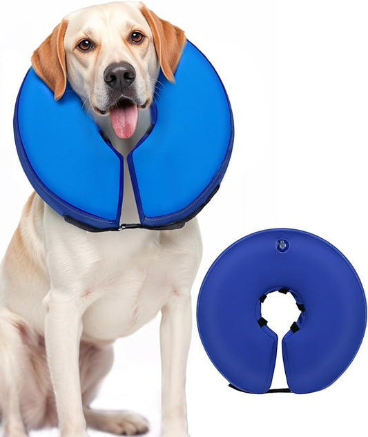 Dog Cone Collar for Small Medium Large Dogs for After Surgery, Pet Inflatable Neck Donut Collar Soft Protective Recovery Cone for Dogs and Cats-Alternative E Collar Does Not Block Vision-DarkBlue,XL MIDOG