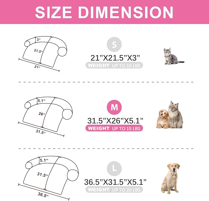 Tinaco Luxurious Calming Dogs/Cats Bed Mats, Washable Removable Couch Cover, Plush Long Fur Mat for Pets, Waterproof Lining, Perfect for Small, Medium and Large Dogs and Cats (Pink, M) - PAWPICO