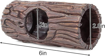 REPTIZOO Reptile Hide Cave Resin Hollow Tree Trunk Hideout Hermit Crab Climbing Toys Reptile Shelter Sleeping Cave for Arboreal Reptiles, Hermit Crabs, Leopard Gecko, Lizard Terrarium Decor REPTIZOO