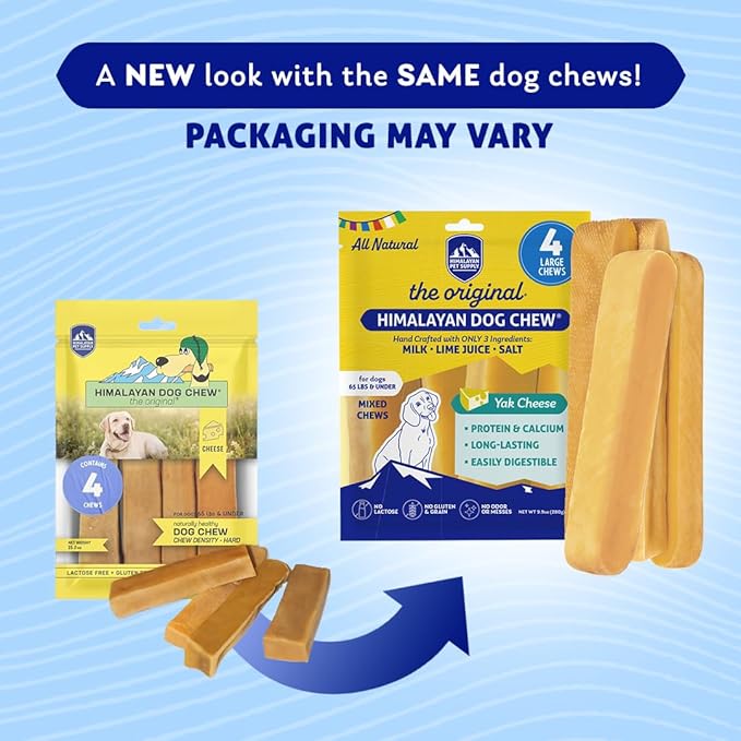 Himalayan Dog Chew Original Yak Cheese Dog Chews, 100% Natural, Long Lasting, Gluten Free, Healthy & Safe Dog Treats, Lactose & Grain Free, Protein Rich, Mixed Sizes, Dogs 65 Lbs & Smaller, 9.9 oz - PAWPICO
