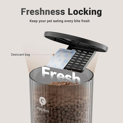 Dual Automatic Cat Feeder: Cat Feeder Automatic for 2 Cats- Timed Auto Feeder 16 Cups/4L Cat Food Dispenser& Dual Power Auto Pet Feeder for Indoor Cat&Dog| 1-6 Meals Portions Control, Black - PAWPICO