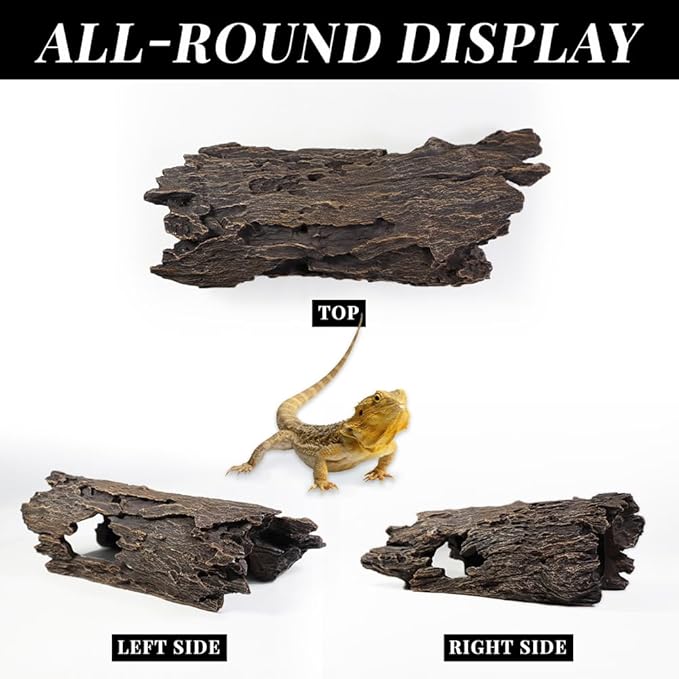 Fish Tank Decorations - Large Aquarium Decorations Air Bubbler Tree Fish House for Betta Hideout Caves Buddha Decor Temple Ruins Arched Betta Fish Accessories Reptile House Shelter Decor (Wood A-L) PTFJZ