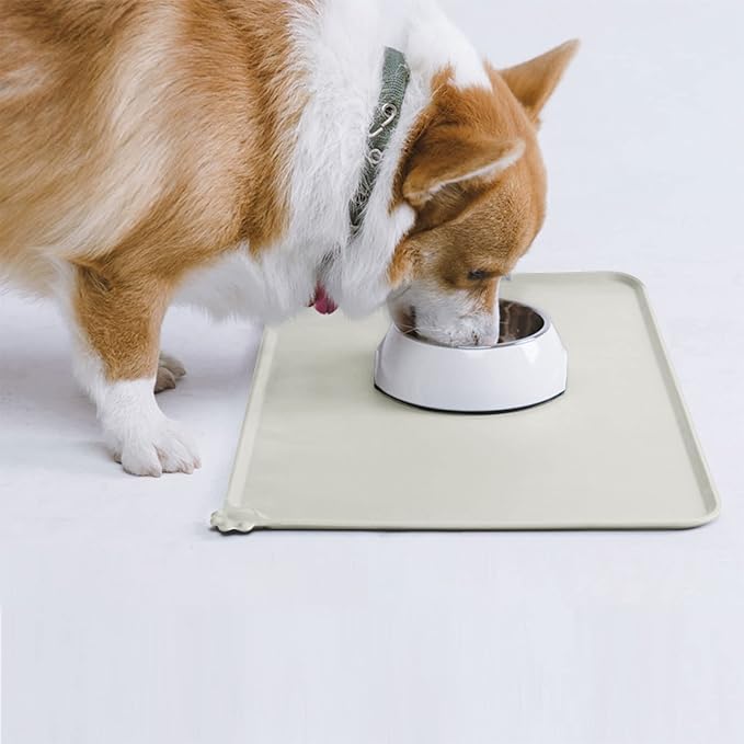 AUDWUD Silicone Waterproof Dog Cat Pet Feeding Mats,Anti Slip Pet Bowl Mats,Pet Feeding Mat, 34" x 23" - PAWPICO