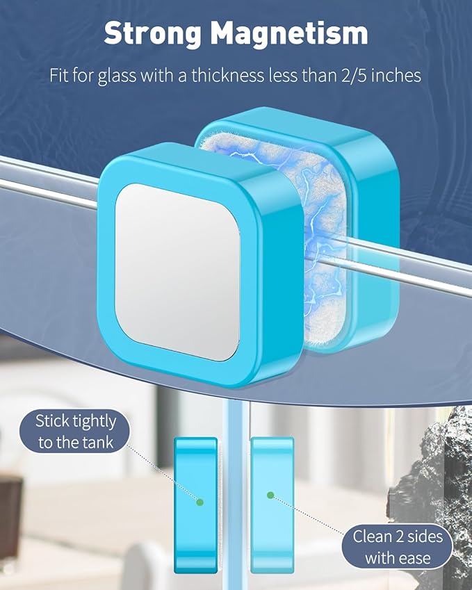 Pawfly Magnetic Aquarium Glass Cleaner Fish Tank Magnetic Brush with Mirror, 1.5 Inch Mini Fish Tank Glass Cleaner Cleaning Tool for 2/5 Inch Thick Aquarium up to 10 Gallons (Non-Floatable) Pawfly