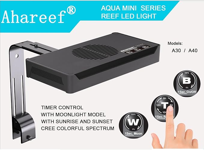 Aquarium Light 35 Watts Gree LED Colorful Spectrum 2 Channels Reef Light with Timer Sunrise Sunset Moonlight for Coral SPS LPS Saltwater Fish Nano Reef Tank (10 to 24 Inches in Length) PAWPICO