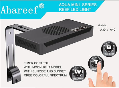 Aquarium Light 35 Watts Gree LED Colorful Spectrum 2 Channels Reef Light with Timer Sunrise Sunset Moonlight for Coral SPS LPS Saltwater Fish Nano Reef Tank (10 to 24 Inches in Length) PAWPICO