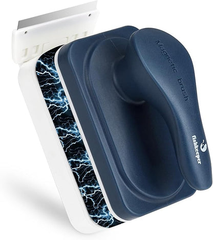 Aquarium Strong Magnetic Glass Cleaner Brush, Fish Tank Algae Magnet Cleaning Tool with 2 Detachable Scrapers, Mag Float Scrubber for 0.25-0.625Inch Glass and Acrylic Tanks fishkeeper