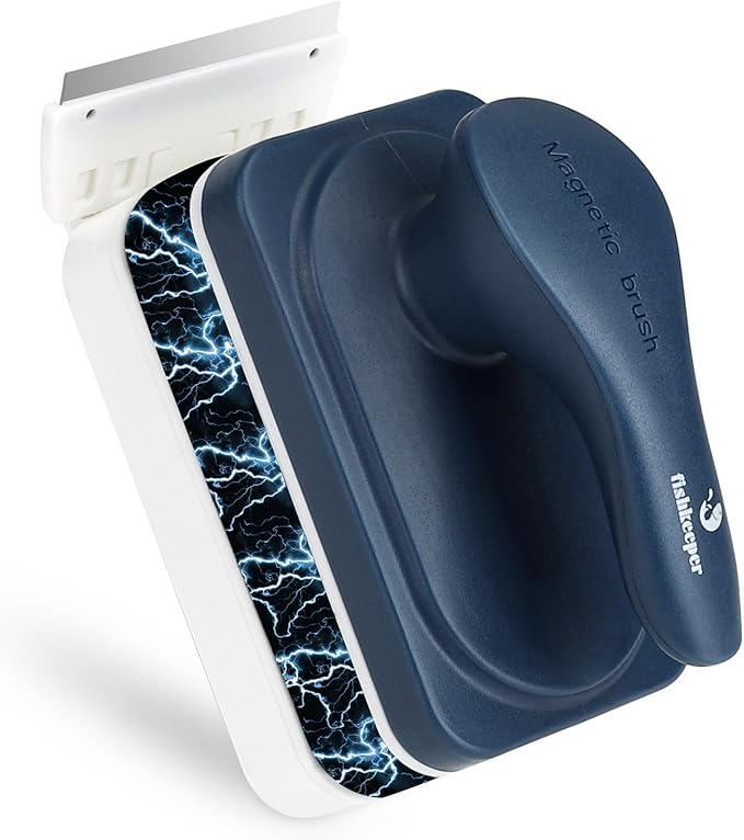 Aquarium Strong Magnetic Glass Cleaner Brush, Fish Tank Algae Magnet Cleaning Tool with 2 Detachable Scrapers, Mag Float Scrubber for 0.25-0.375Inch Glass and Acrylic Tanks fishkeeper