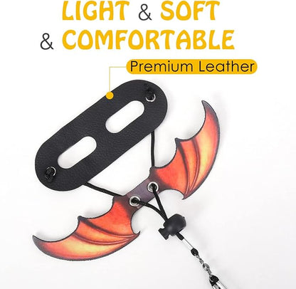 Pawaboo Adjustable Bearded Dragon Harness and Leash, 3 Size Leather Reptile Leash Outdoor Harness Leash with Bat Wings for Lizard Reptiles Amphibians Small Pet, Small/Medium/Large, Gradient Yellow Pawaboo