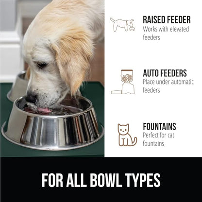 Gorilla Grip 100% Waterproof Raised Edge BPA Free Silicone Pet Feeding Mat, Dog Cat Food Mats Contain Spills Protects Floors, Placemats for Cats and Dogs Water Bowl, Pets Accessories 32x24 Green - PAWPICO