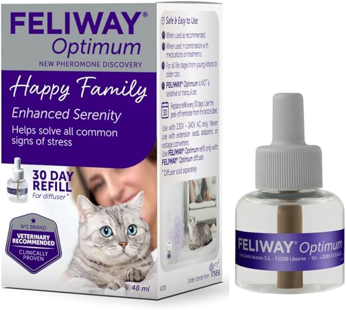 Feliway Optimum Refill, The Best Solution to Ease cat Anxiety, cat Conflict and Stress in The Home Feliway%C2%AE