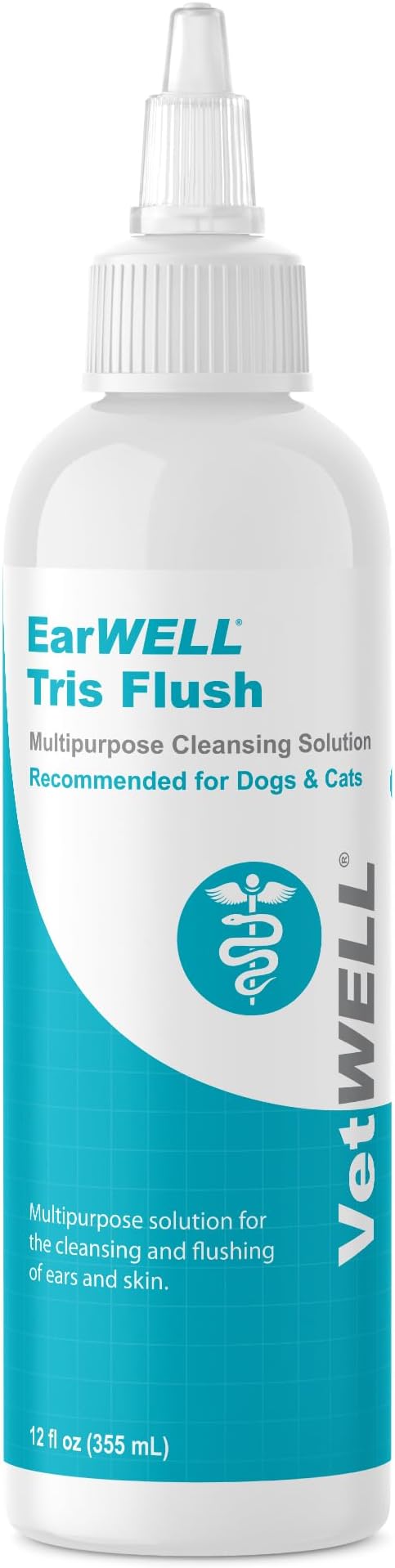 VetWELL Dog Ear Cleaner Solution & Infection Treatment for Dogs & Cats, Tris Otic Cleanser Drops Helps Eliminate Odor and Relieve Infections - 12oz VetWELL