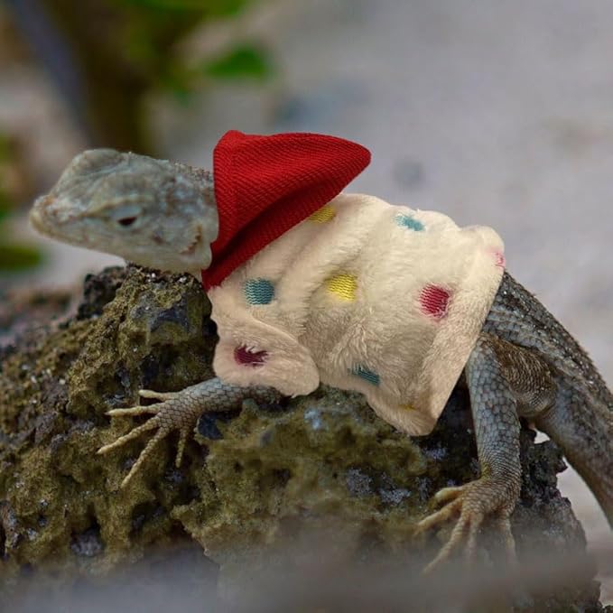 Lizard Clothes for Bearded Dragons Reptile Apparel Handmade Cotton Material Hoodies Gift for Lizard Small Animal Gecko Chameleon(Dot Pattern) HOKABLE