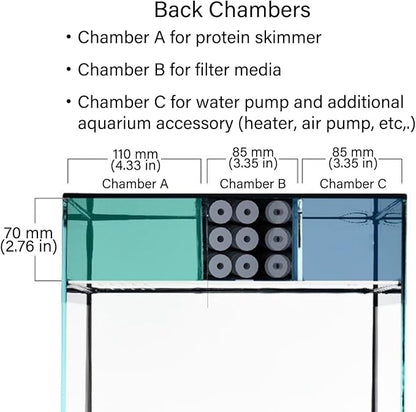 12 Gallon Saltwater Aquarium U-Shaped Low Iron Ultra Clear Glass Aquarium Saltwater Fish Tank Reef Tank with Lid and Pad, Protein Skimmer, LED Light and Pump (Black, Premium All-in-One Kits) GankPike