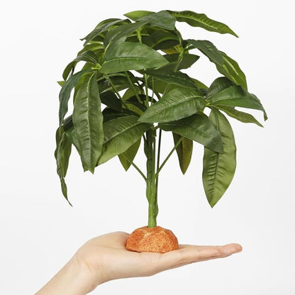 Fake Green Money Tree Plant, Reptile Decor for Terrarium, Crested Gecko Tank Accessories fit Leopard Gecko Bearded Dragon Lizard Chameleon Snake Tortoise WOLEDOE