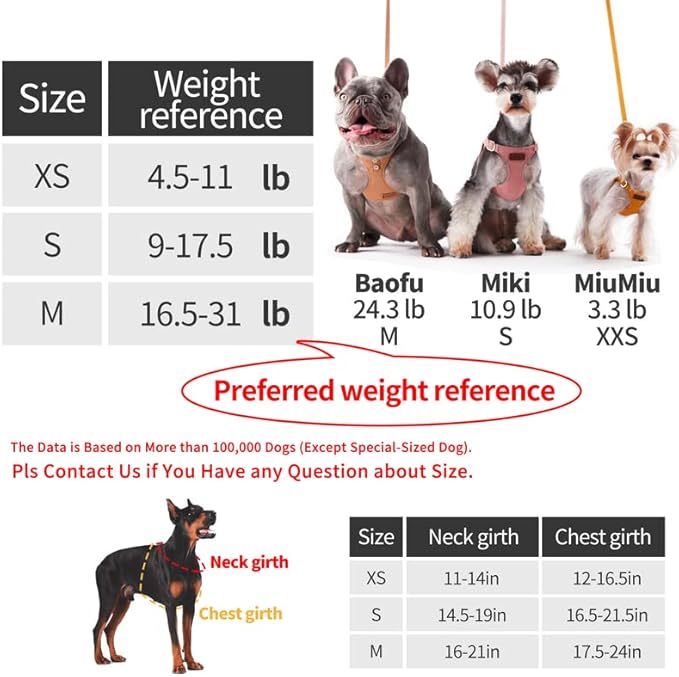 Puppytie No Pull Dog Harness with Multifunction Dog Leash,Soft Adjustable No Choke Escape Proof Pet Harness Vest for Medium Dogs,Glossy Oat Brown,M Puppytie