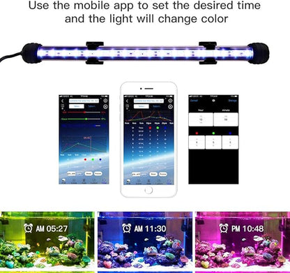 Smart Submersible Aquarium Light with App Timer, 11.5 Inches LED Fish Tank Light, RGB 16 Million Colors Changing, 7/24 On/Off Automatic, Aquarium Lighting Jenklight