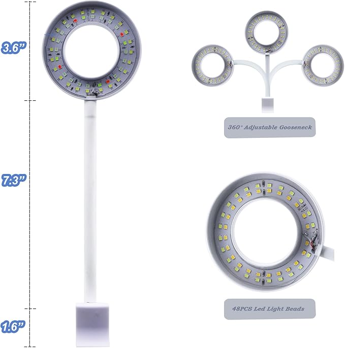 Small Aquarium Light Clip on Fish Tank Light LED USB Full Spectrum Light with Dimmer Multi-Color White+Blue+Red for 1-5 Gal Betta Tank (Adapter NoT Included, No Timer) PUEUTU