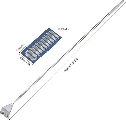 HOTOOLME Aquarium Scraper, 25.6" Stainless Steel Scraper Cleaning Razor with 10 Blades for Glass Aquarium Fish Tank HOTOOLME