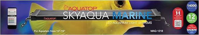 Aquatop SkyAqua Marine LED Saltwater Aquarium Light, 14000K Spectrum – Fits 12-18-Inch Tanks, 3 Position Toggle Switch & Included Remote Control, Aquarium Lights for Fish Tanks, UL & CSA AQUATOP