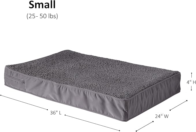 Happy Hounds Oscar Rectangle Orthopedic Foam Sherpa Dog Bed, Small (36 x 24 in.), Pewter - PAWPICO
