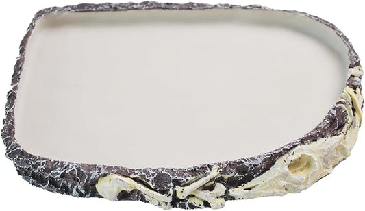 Reptile Water Bowl Food Dish Resin Rock Reptile Feeder Tortoise Food and Water Feeding Plate Amphibian Drinking Basin Reptile Habitat Tank Accessories for Turtle Lizard Leopard Gecko Chameleon MUYG