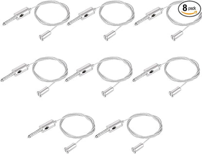 Adjustable Light Suspension Kit - 8 Pcs Luminaire Installation Hardware with 3.4ft Cable for Commercial Aquarium, LED Panel Lights, and More - Supports up to 11 lbs Per Strip Vigtayue
