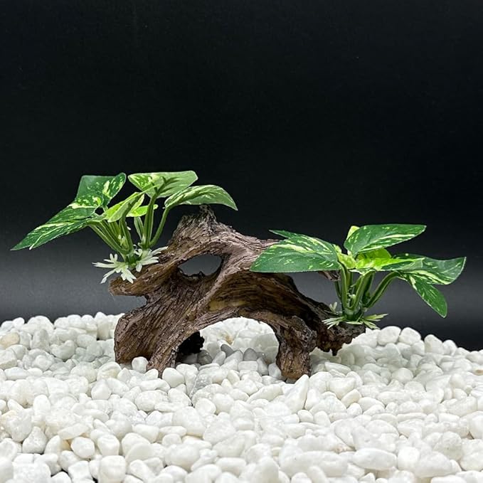 Smoothedo-Pets Fish Tank Decorations Aquarium Decor Ornaments Betta Silk Leaf pad Hammock Artifical Driftwood Cave Goldfish Bowl Accessories (Type-A) EnvironmentFriendlyArtificialPlasticPlantAquariumDecoration