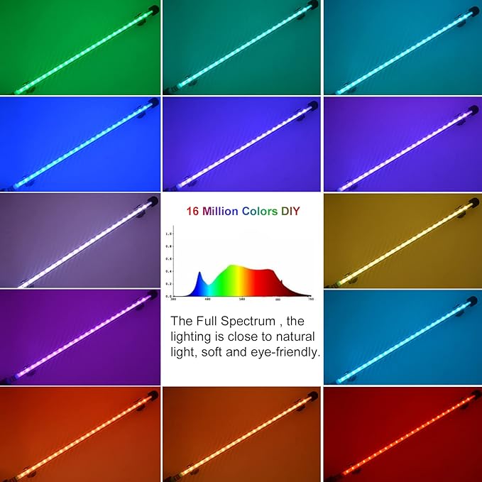 VARMHUS LED Aquarium Light,Fish Tank Light with Remote Controller&APP Control,DIY Full Spectrum Optional Color&Intelligent Timing and Dimming,29 Light Modes and 4 Music Control Modes 18LEDS-RGB 15'' VARMHUS