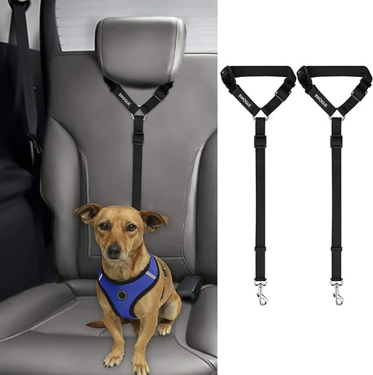 BWOGUE 2 Packs Dog Cat Safety Seat Belt Strap Car Headrest Restraint Adjustable Nylon Fabric Dog Restraints Vehicle Seatbelts Harness BWOGUEPetHome