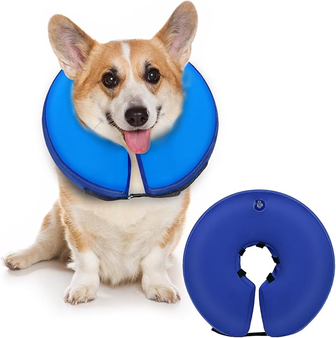 Dog Cone Collar for Small Medium Large Dogs for After Surgery, Pet Inflatable Neck Donut Collar Soft Protective Recovery Cone for Dogs and Cats-Alternative E Collar Does Not Block Vision-DarkBlue,S MIDOG