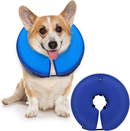 Dog Cone Collar for Small Medium Large Dogs for After Surgery, Pet Inflatable Neck Donut Collar Soft Protective Recovery Cone for Dogs and Cats-Alternative E Collar Does Not Block Vision-DarkBlue,S MIDOG