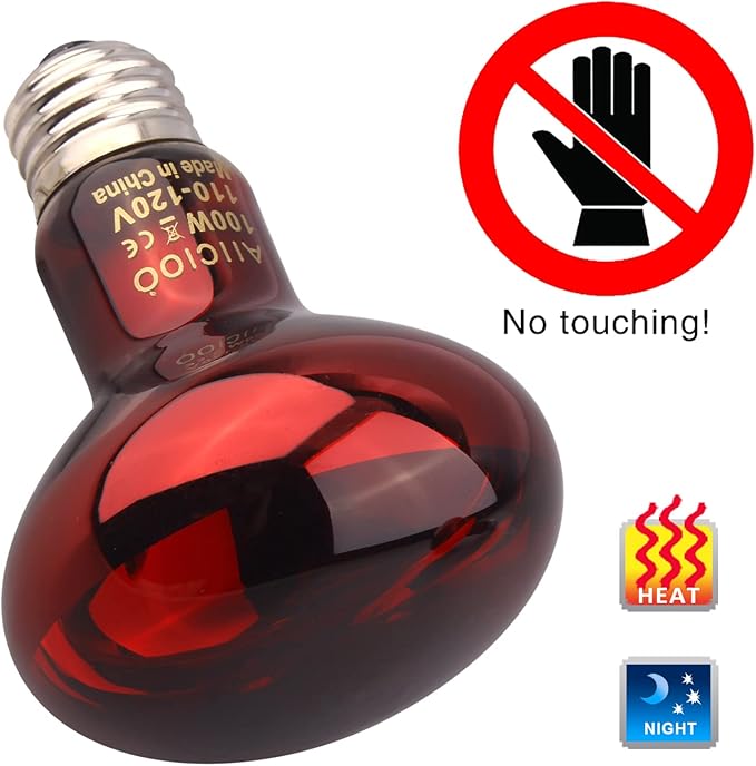 Aiicioo Reptile Red Night Light Bulb - 100W Reptile Heat Lamp Bulb Infrared Basking Spot Lamp for Bearded Dragon Lizard Turtle Hermit Crab Leopard Gecko Snake Chameleon Tank AIICIOO