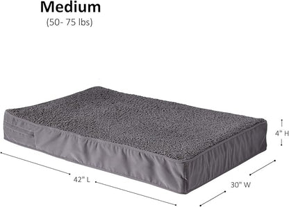 Happy Hounds Oscar Rectangle Orthopedic Foam Sherpa Dog Bed, Medium (42 x 30 in.), Pewter - PAWPICO