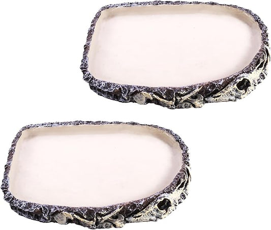 Tfwadmx 2 Pack Reptile Water Bowl Reptile Feeding Dish Reptile Feeder Food and Water Bearded Dragon Food Dish for Lizard Turtle Frog Leopard Gecko Snake Chameleon Tfwadmx