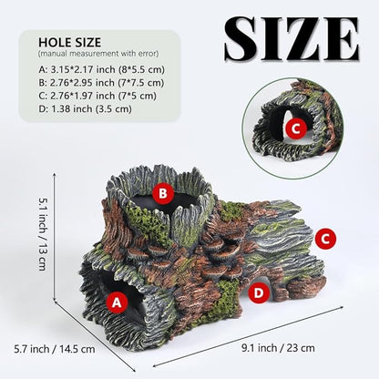 Aquarium Decorations Hollow Tree Trunk Fish Tank Accessories Tree Stump Shelter for Betta Hideout Caves Driftwood for Aquarium Simulation Tree Decor with Holes PTFJZ