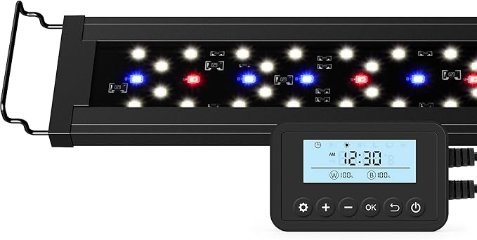 NICREW SkyLED Plus Aquarium Plant Light, Freshwater Fish Tank Light with Ramp Up and Dim Down, Spectrum Adjustable and Lighting Schedule Programmable with Controller, 18-24 Inches, 18 Watts NICREW