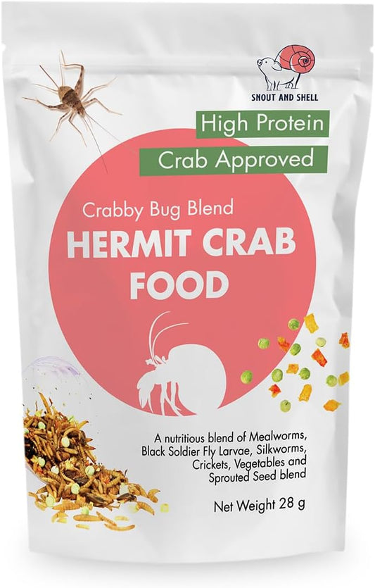 Snout and Shell - Hermit Crab Food - Bug Blend Mix with Mealworms, Crickets, Silkworm Pupae, Black Soldier Fly Larvae Veggies and More SNOUTANDSHELL