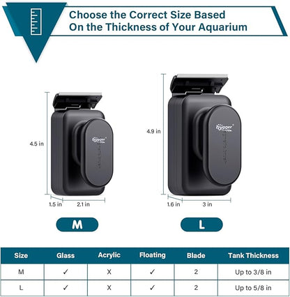 hygger Aquarium Magnetic Glass Cleaner, Algae Scraper for Fish Tank Cleaning with Two Detachable Blade, Magnet Floating Design Scrubbing Brush hygger